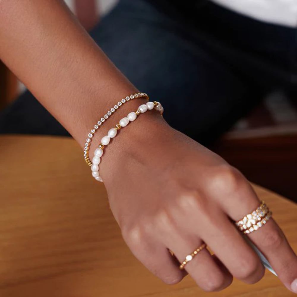 Ania Haie Chic Creator 14ct Gold Plated Bezel Set Cubic Zirconia Bracelet B058-06G