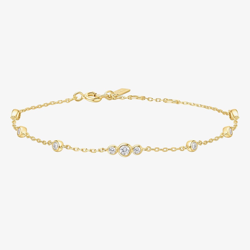 Ania Haie Miss Dainty 14ct Gold Plated Multi Cubic Zirconia Bracelet B065-03G
