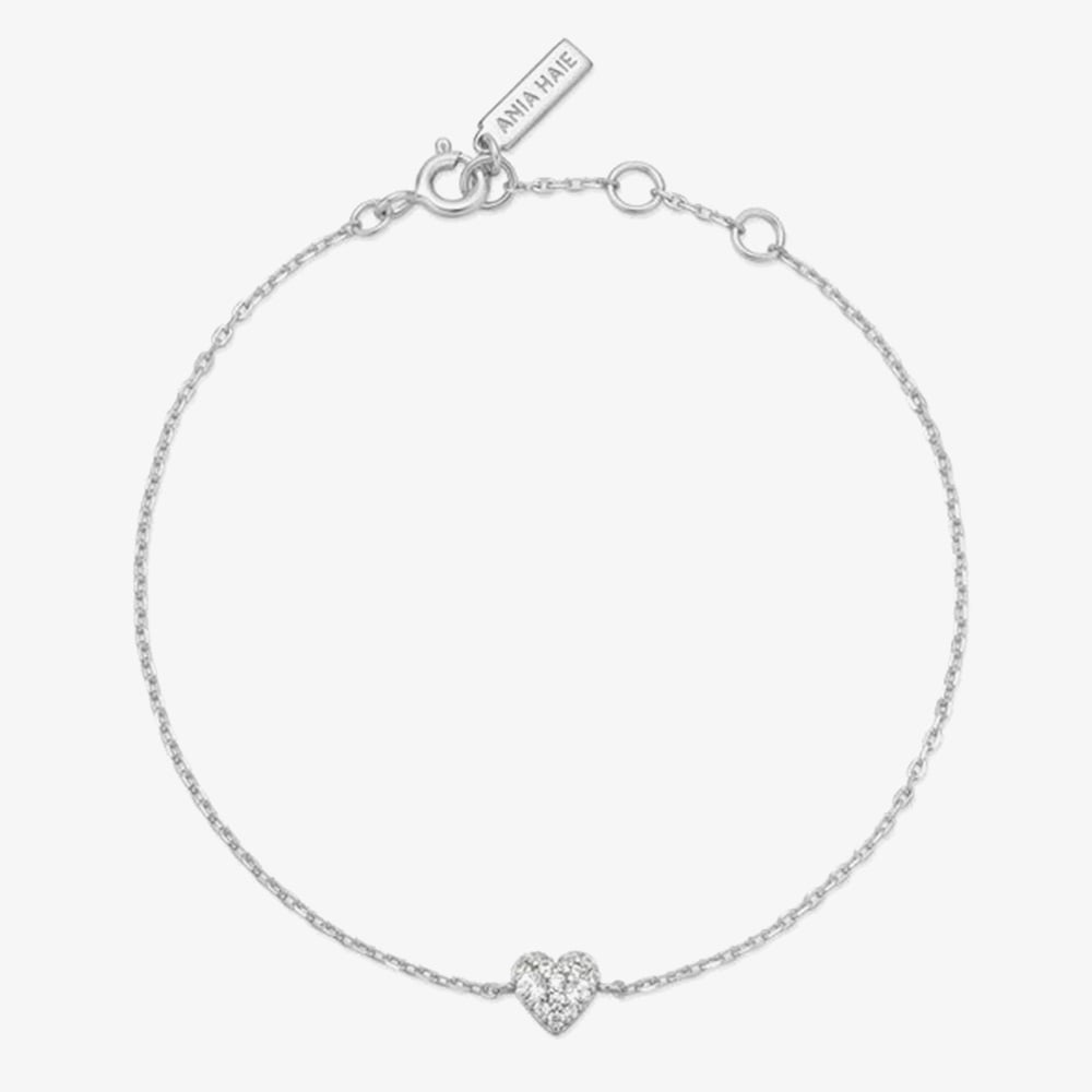 Ania Haie Sunny Sparkler Sterling Silver Pave Sweet Heart Bracelet B064-01H
