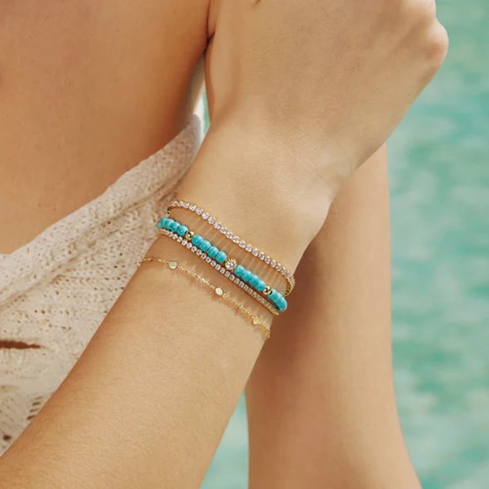 Ania Haie Chill Voyager 14ct Gold Plated Lab Created Turqouise Beaded Bracelet B063-04G