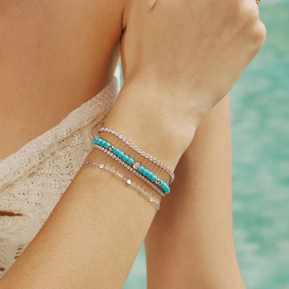 Ania Haie Chill Voyager Sterling Silver Lab Created Turqouise Beaded Bracelet B063-04H