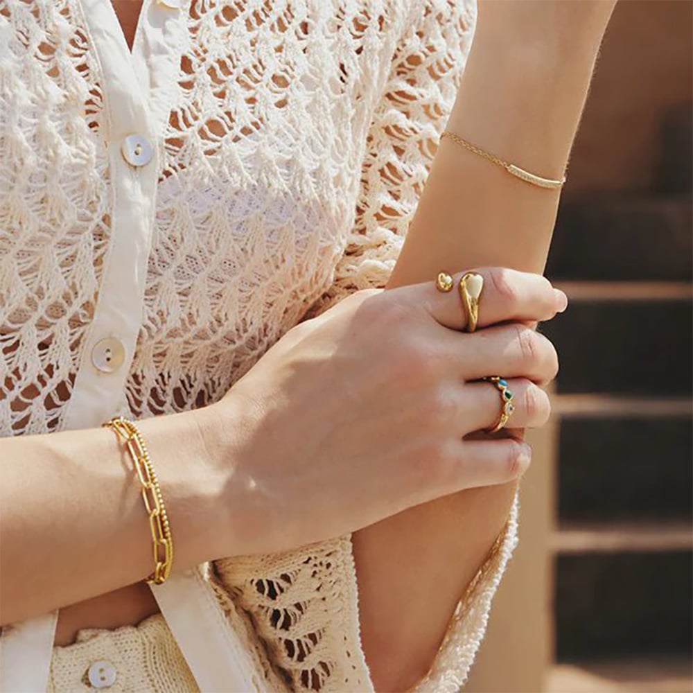 Ania Haie Vogue Maven 14ct Gold Plated Pave Bar Bracelet B062-02G