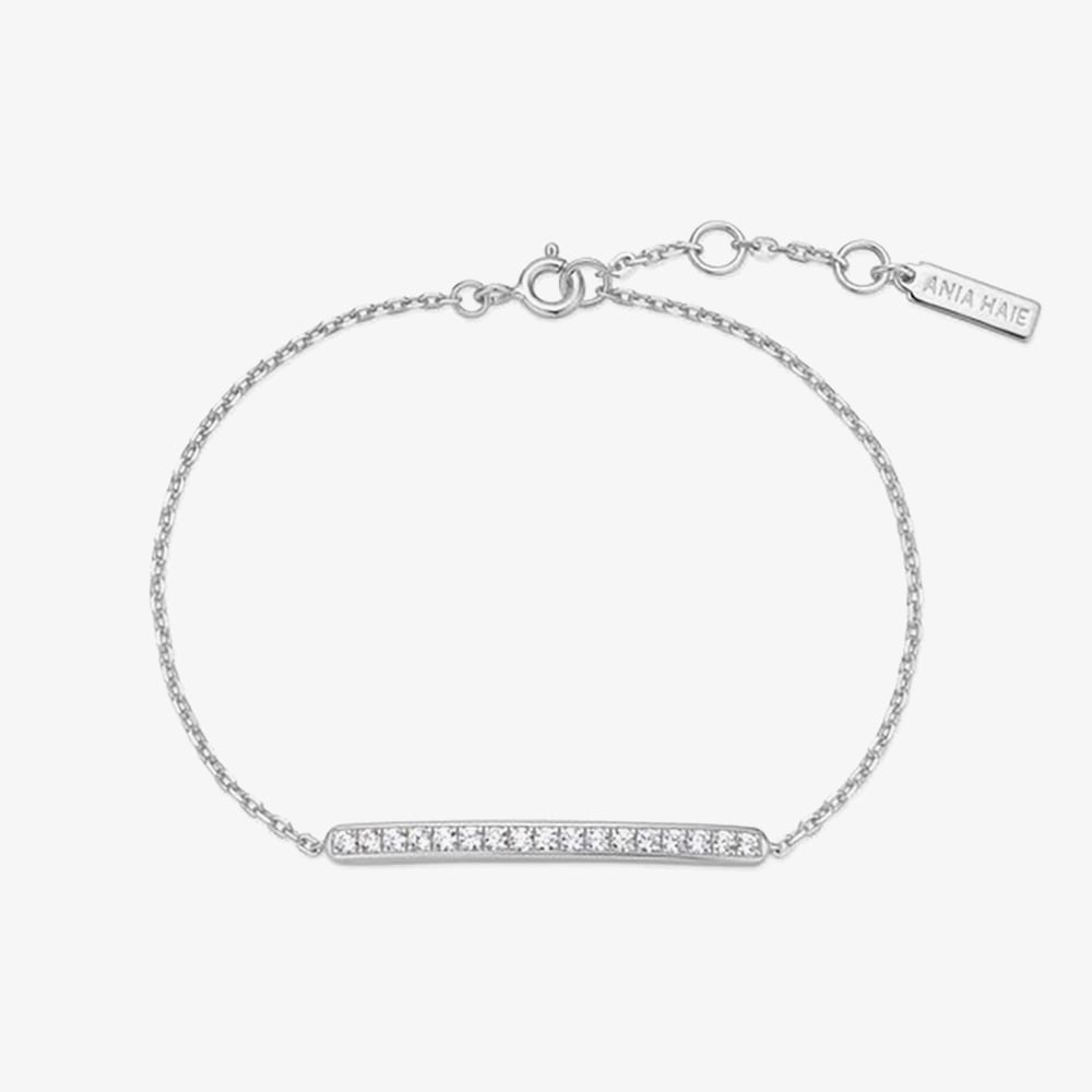 Ania Haie Vogue Maven Sterling Silver Pave Bar Bracelet B062-02H