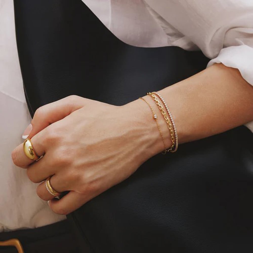 Ania Haie Vogue Maven 14ct Gold Plated Sparkle Bezel Bracelet B062-01G