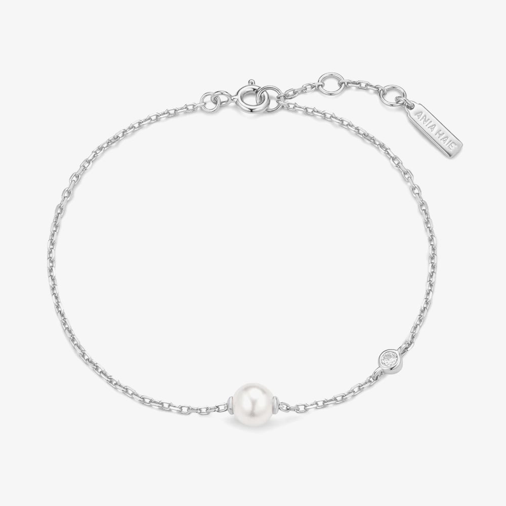 Ania Haie Luna Gaze Silver Shell Pearl & Cubic Zirconia Bracelet B075-01H