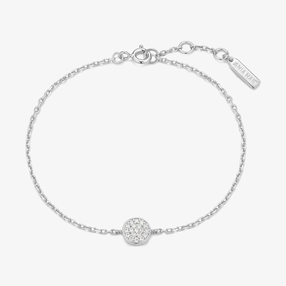 Ania Haie Luna Gaze Silver Cubic Zirconia Disc Bracelet B075-02H