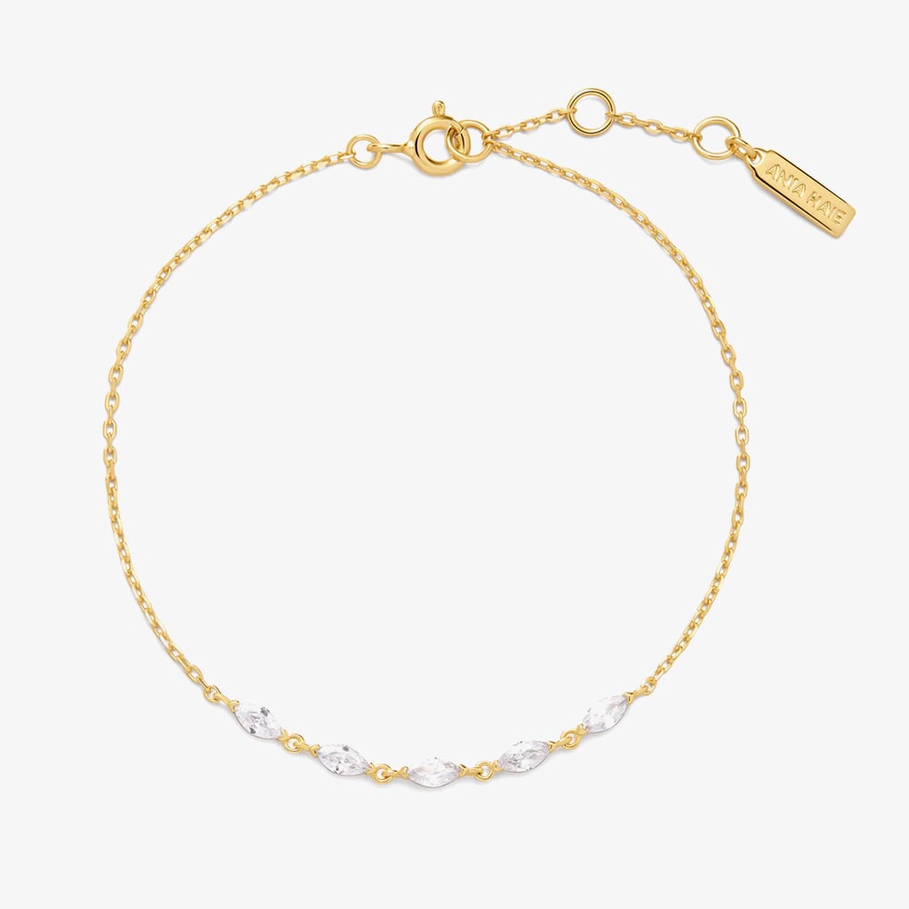 Ania Haie Luna Gaze Gold Plated Quintet Marquise Cut Cubic Zirconia Bracelet B075-03G