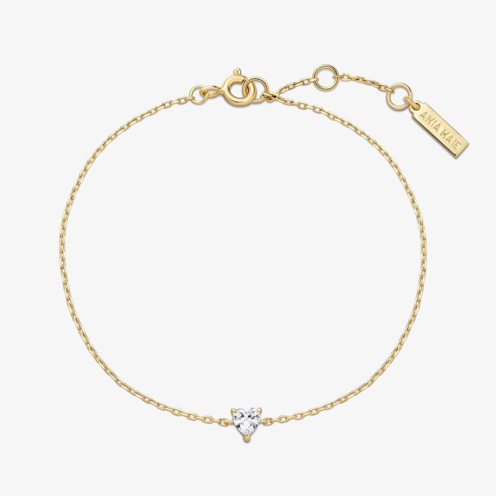 Ania Haie Starlit Drops Gold Plated Sparkle Heart Bracelet B074-01G