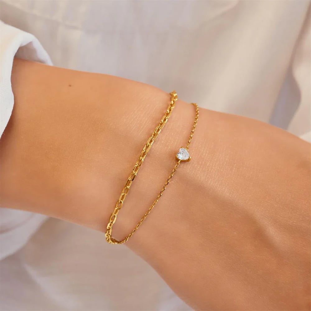Ania Haie Starlit Drops Gold Plated Sparkle Heart Bracelet B074-01G