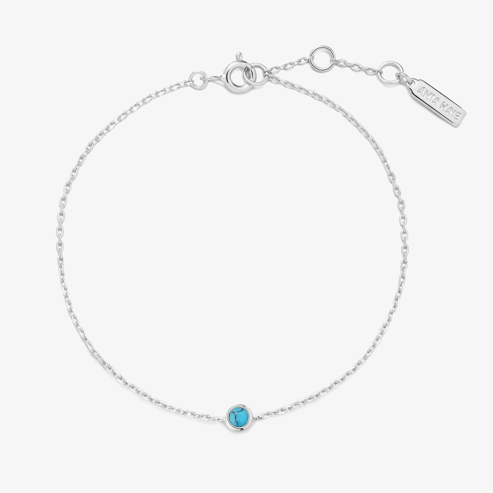 Ania Haie Ripple Joy Silver Bezel-Set Lab-Created Turquoise Solitaire Bracelet B073-01H