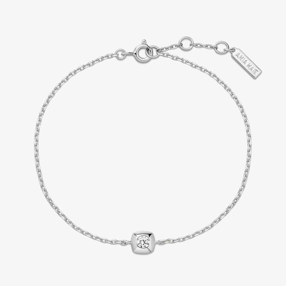 Ania Haie Tide Echo Silver Modern Bezel-Set Solitaire Bracelet B072-01H