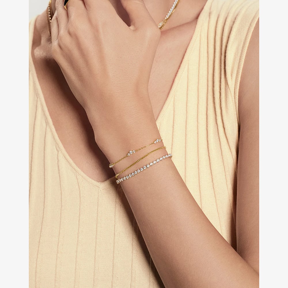Ania Haie Yellow Gold Tone Plated Cubic Zirconia Cluster Station Bracelet B079-01G