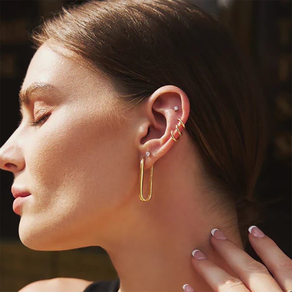 Ania Haie Vogue Maven 14ct Gold Plated Tube Huggie Hoop Earrings E062-01G