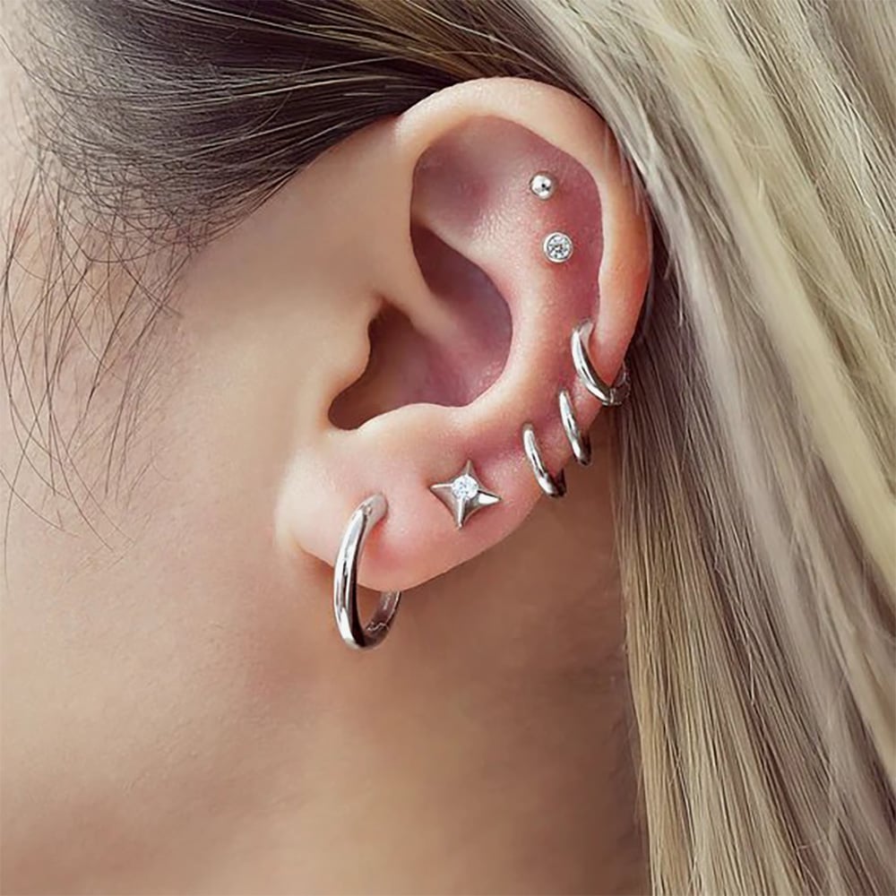 Ania Haie Vogue Maven Sterling Silver Tube Huggie Hoop Earrings E062-01H