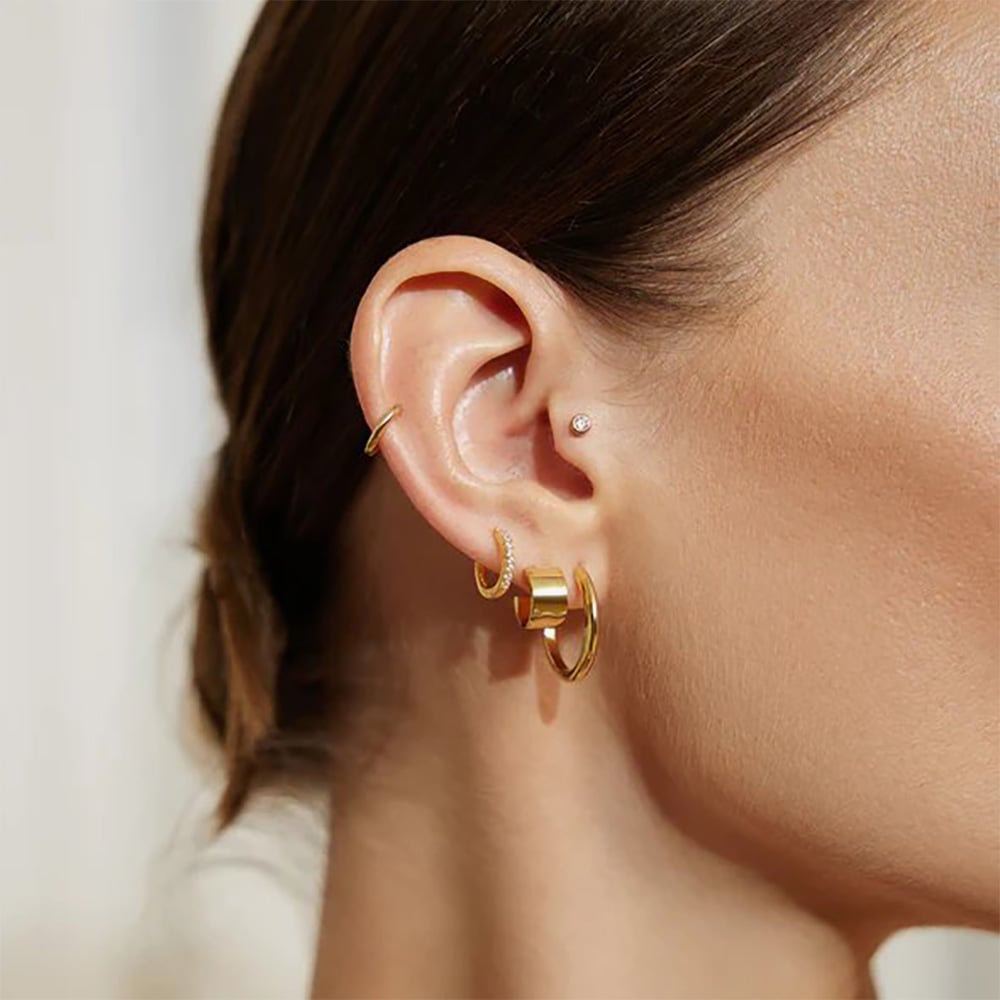Ania Haie Vogue Maven 14ct Gold Plated Flat Huggie Hoop Earrings E062-02G