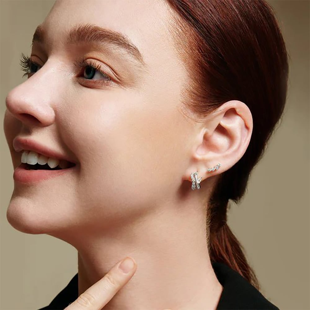 Ania Haie Miss Twinkle Sterling Silver Cubic Zirconia Climber Stud Earrings E056-02H