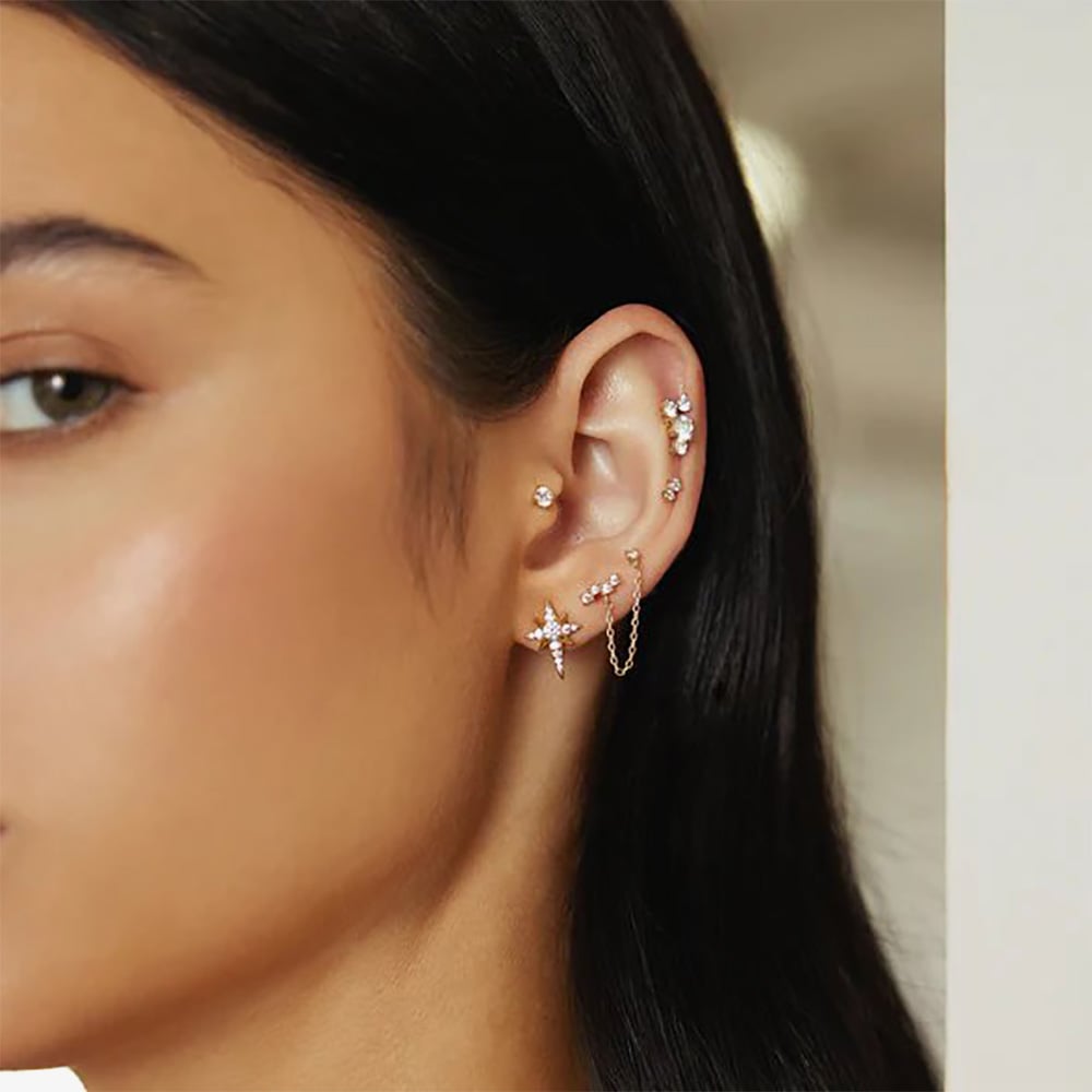 Ania Haie Miss Dainty 14ct Gold Plated Cubic Zirconia Star Stud Earrings E065-02G