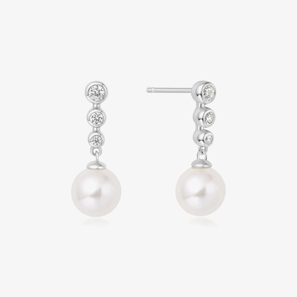 Click to view product details and reviews for Ania Haie Miss Dainty Sterling Silver Cubic Zirconia Shell Pearl Drop Earrings E065 03h.