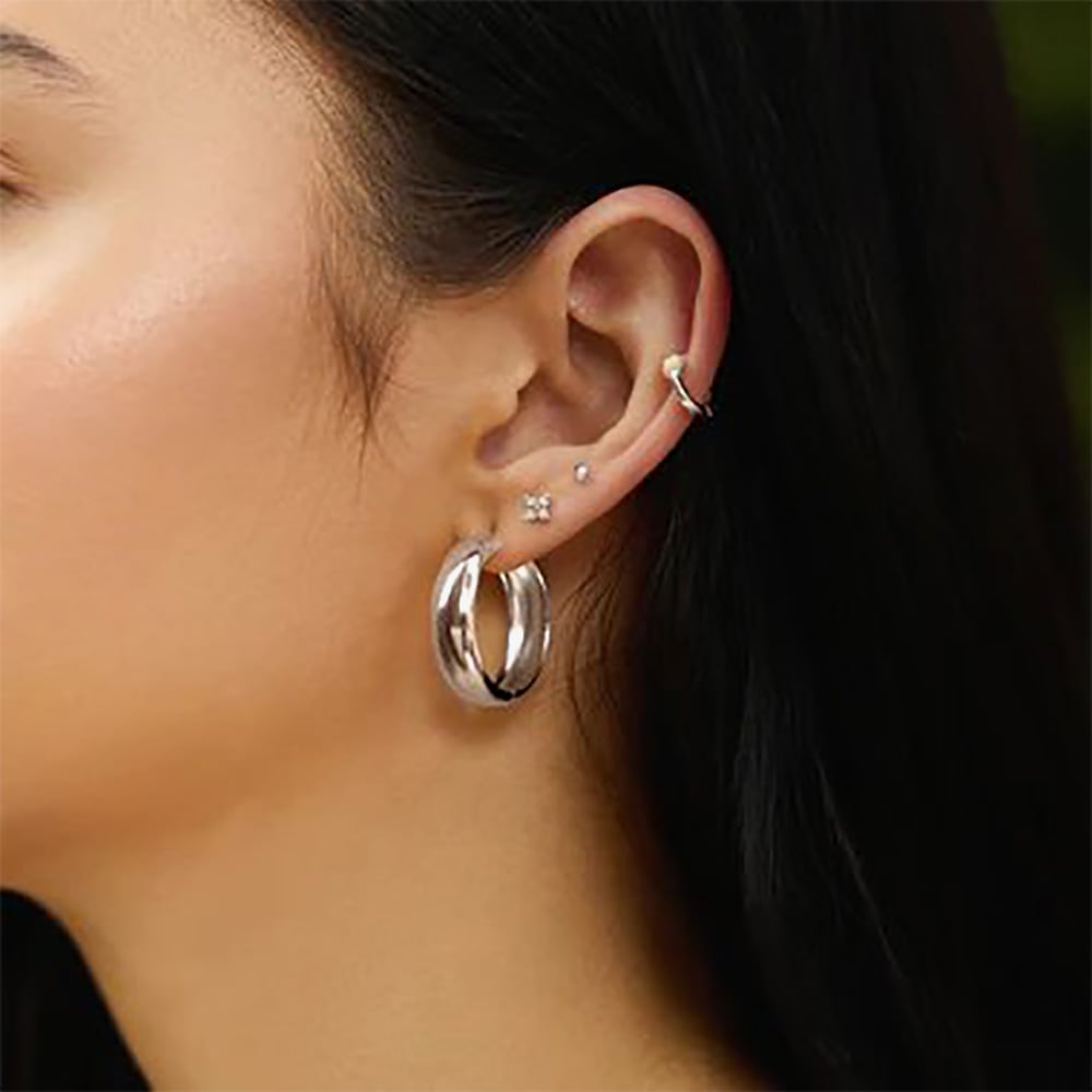 Ania Haie Sunny Sparkler Sterling Silver Cubic Zirconia Petal Stud Earrings E064-01H