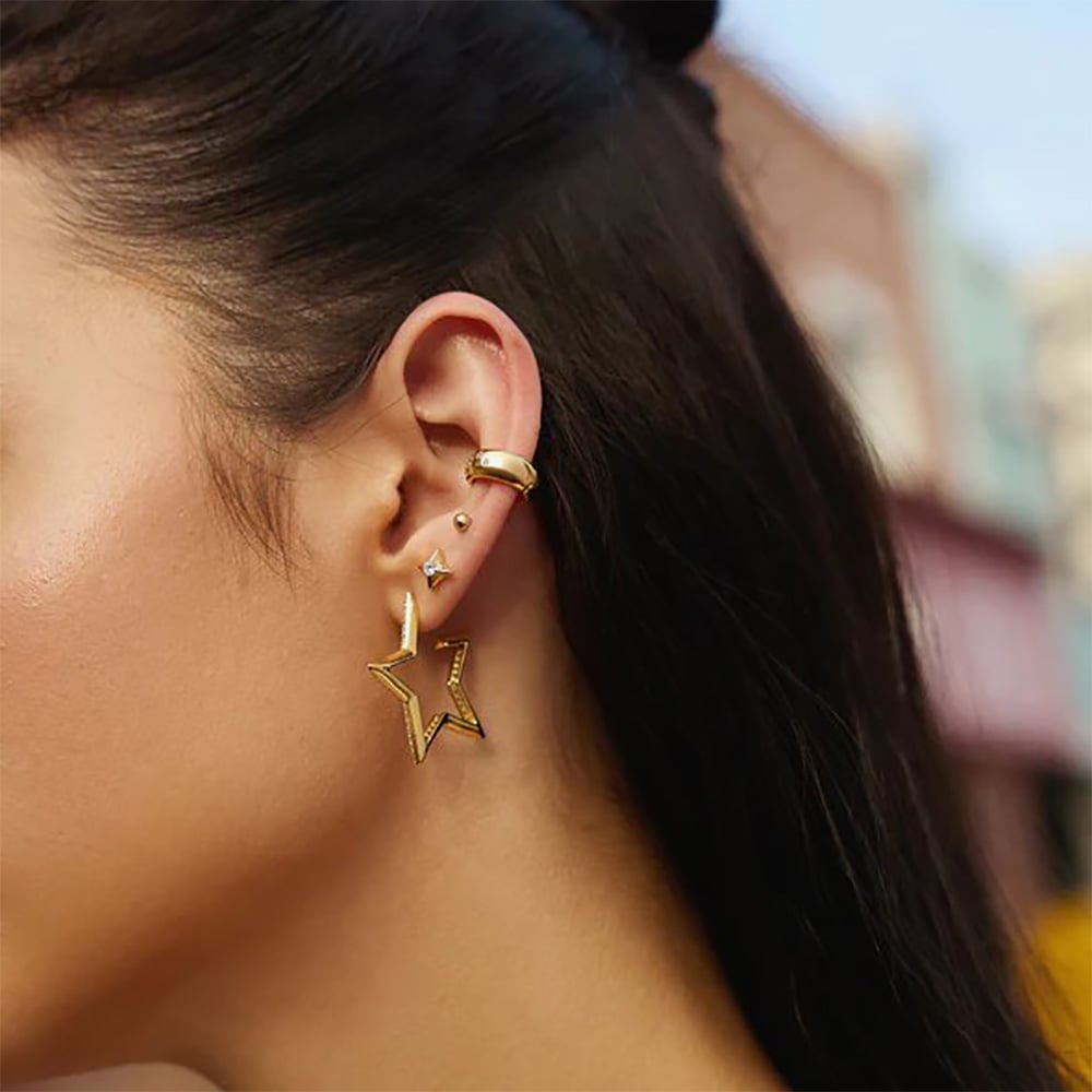 Ania Haie Sunny Sparkler 14ct Gold Plated Cubic Zirconia Star Stud Earrings E064-02G