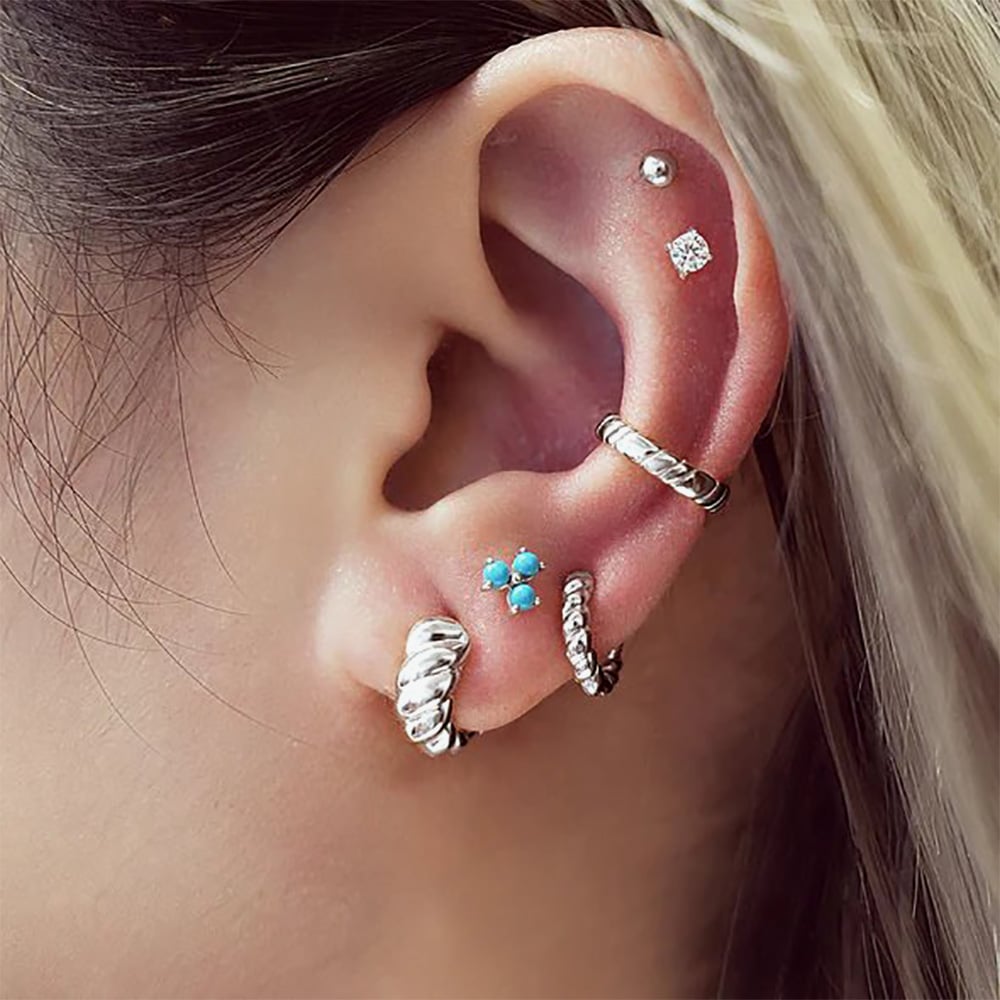 Ania Haie Chill Voyager Sterling Silver Textured Small Huggie Hoop Earrings E063-03H