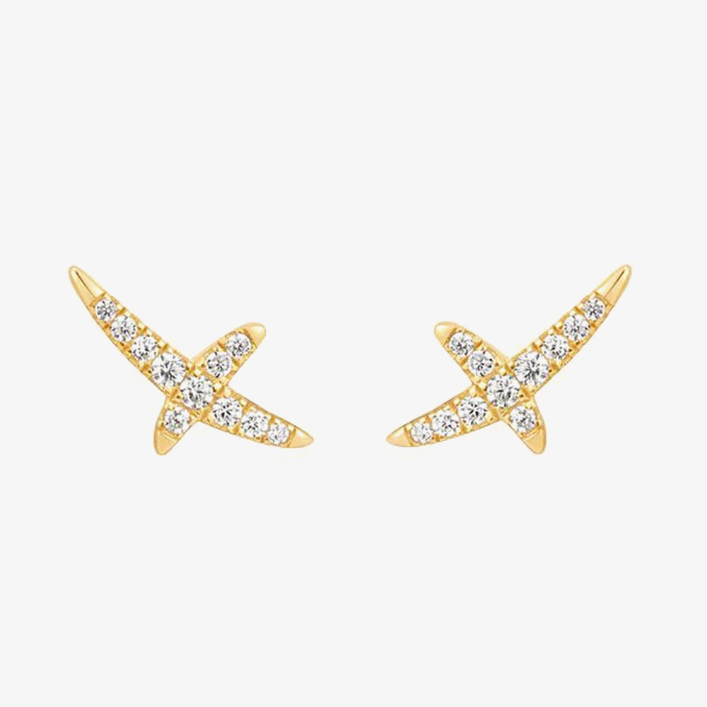 Ania Haie Heart Hunter 14ct Gold Plated Cubic Zirconia Kiss Stud Earrings E057-02G