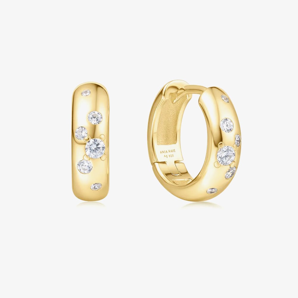 Click to view product details and reviews for Ania Haie Miss Dainty 14ct Gold Plated Chunky Sparkling Huggie Hoop Earrings E065 04g.