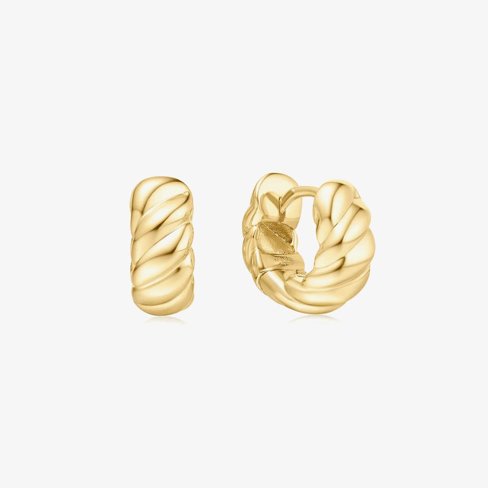 Click to view product details and reviews for Ania Haie Chill Voyager 14ct Gold Plated Textured Chunky Huggie Hoop Earrings E063 06g.