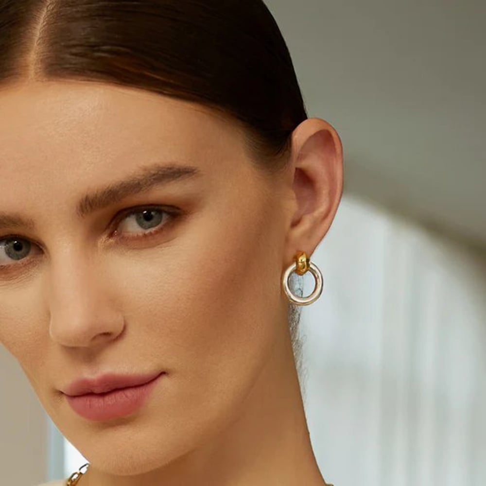 Ania Haie Vogue Maven Two Tone Hoop Stud Earrings E062-10T
