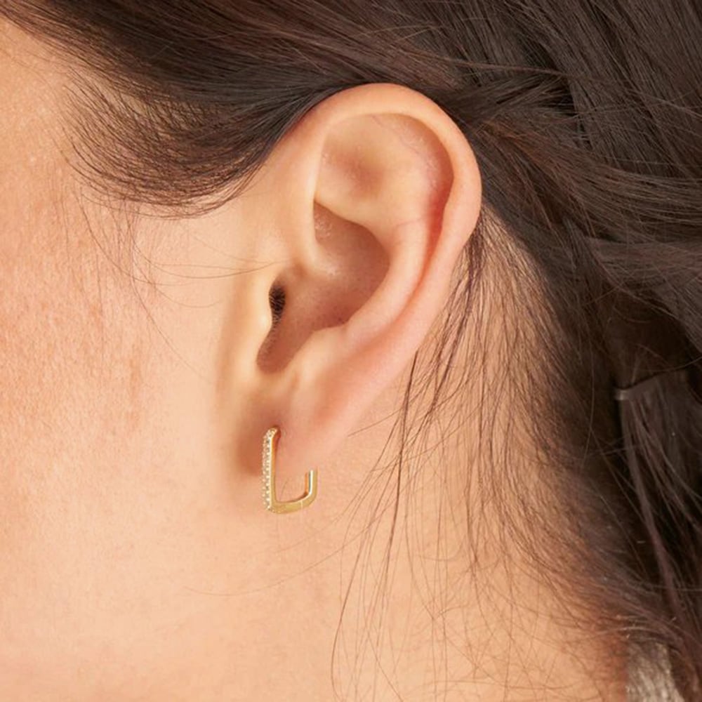 Ania Haie Glam Rock 14ct Gold Plated Sparkling Oval Hoop Earrings E037-04G