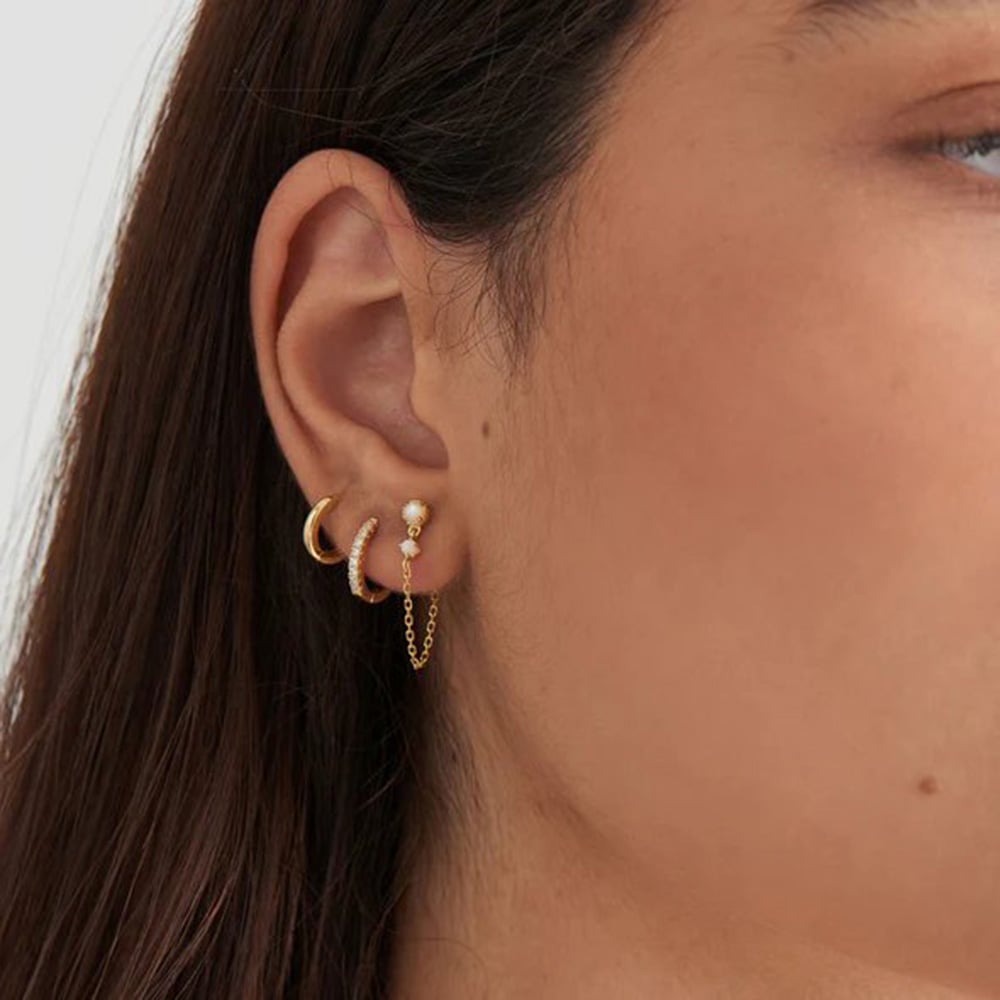 Ania Haie 14ct Gold Plated Sparkle Huggie Hoop Earrings E035-17G