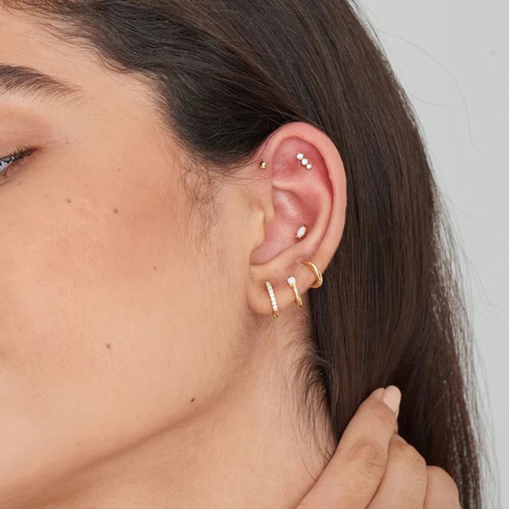 Ania Haie 14ct Gold Plated Sparkle Huggie Hoop Earrings E035-17G