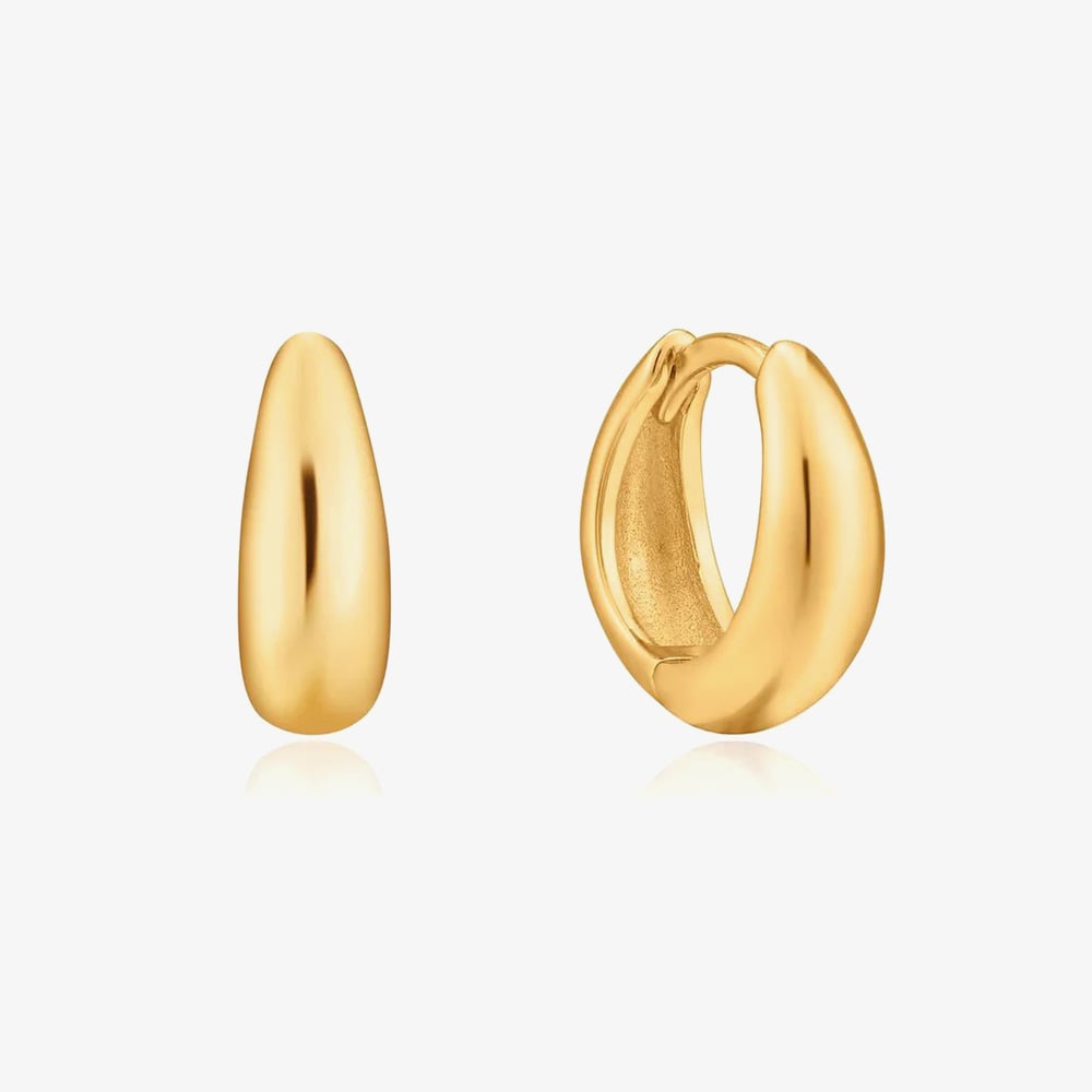 Click to view product details and reviews for Ania Haie Luxe Minimalism 14ct Gold Plated Luxe Huggie Hoop Earrings E024 03g.