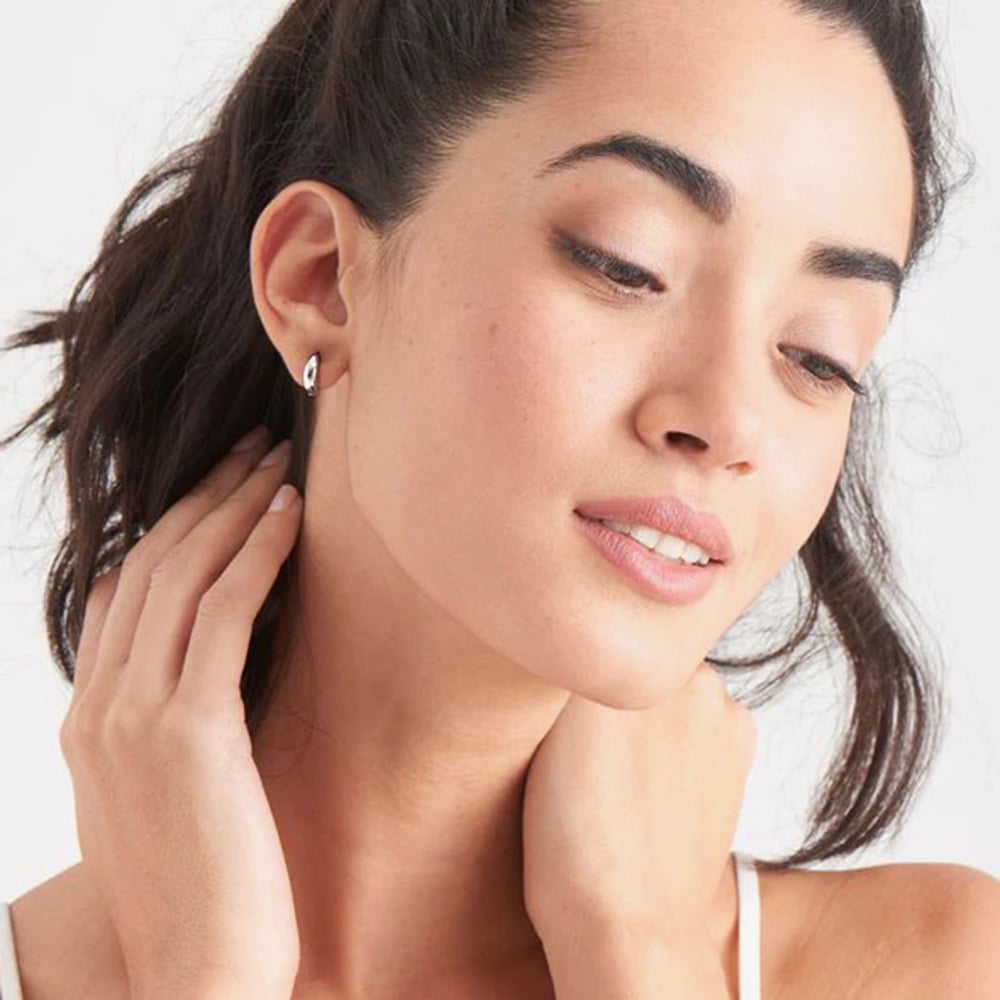 Ania Haie Luxe Minimalism Sterling Silver Luxe Huggie Hoop Earrings E024-03H
