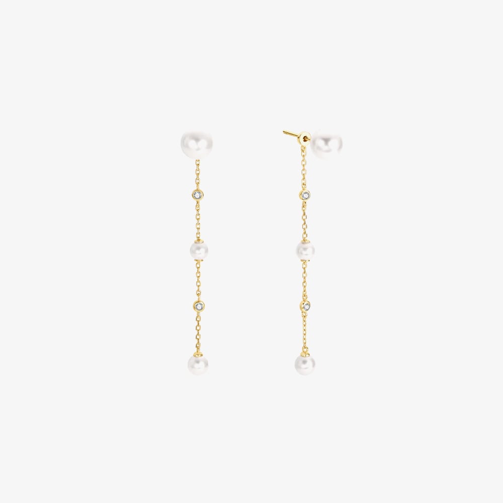 Ania Haie Luna Gaze Gold Plated Shell Pearl Drop Stud Earrings E075-11G