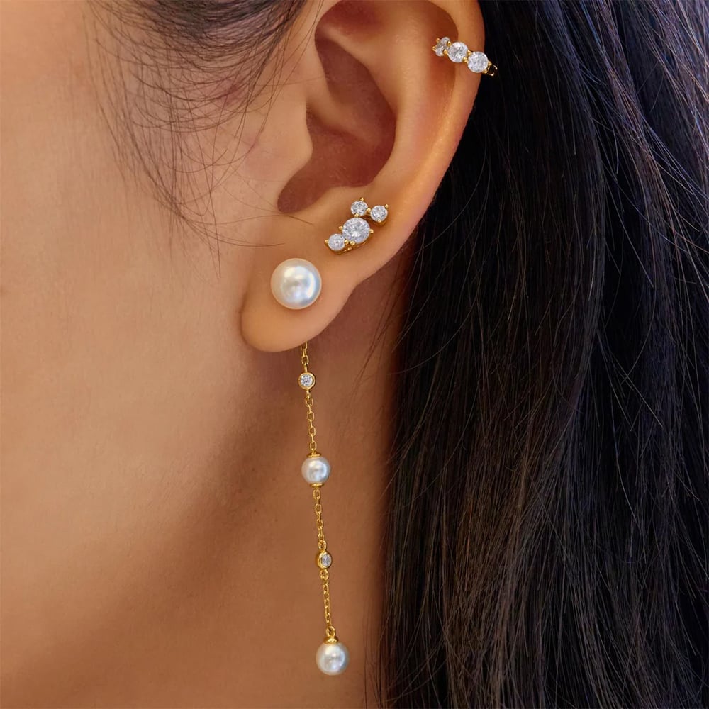 Ania Haie Luna Gaze Gold Plated Shell Pearl Drop Stud Earrings E075-11G