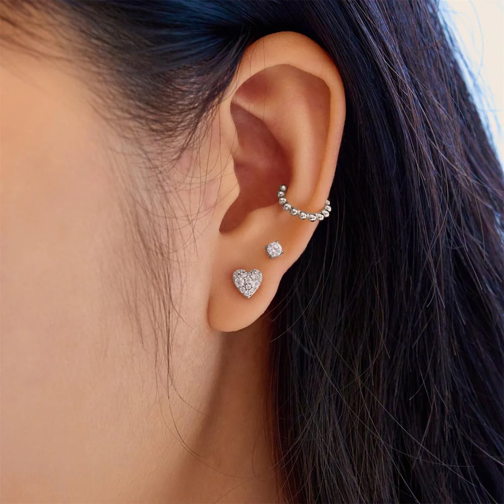 Ania Haie Starlit Drops Silver Pave Heart Stud Earrings E074-01H