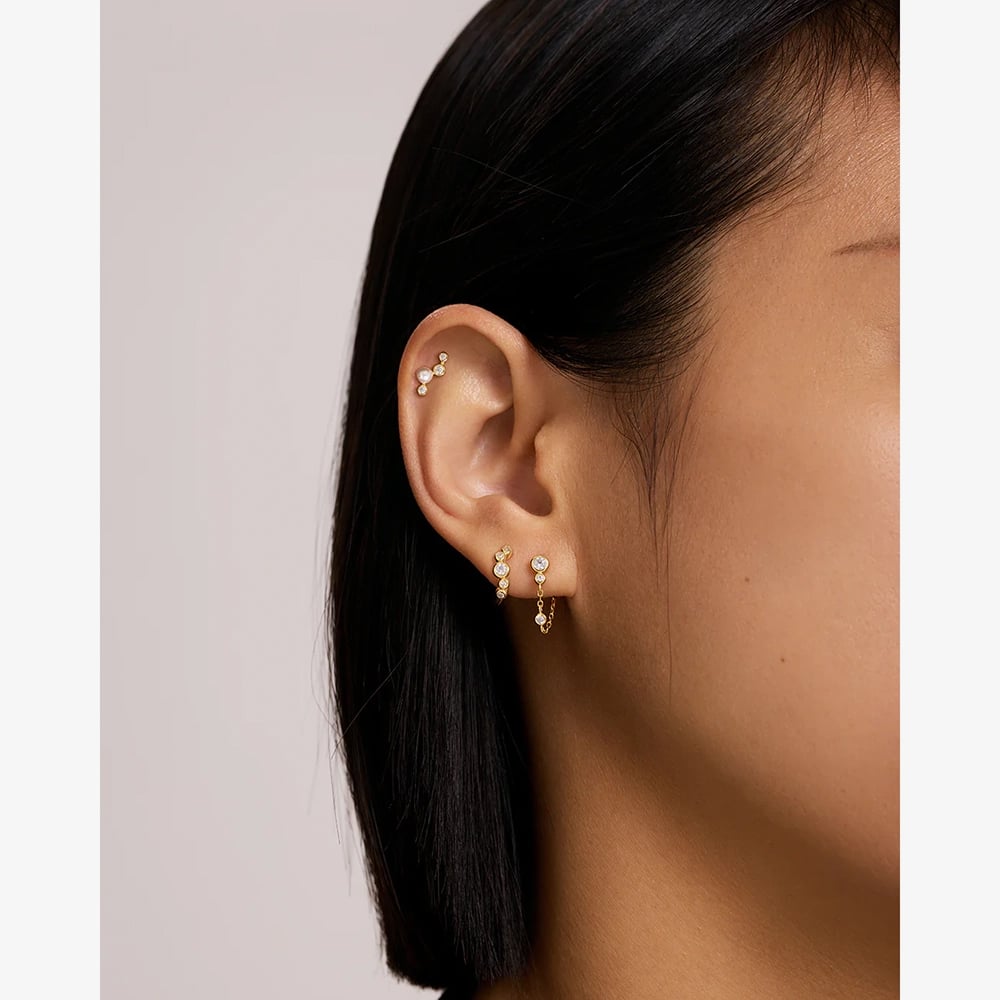 Ania Haie Starlit Drops 14ct Gold Plated Zig-Zag Shell Pearl Stud Earrings E074-11G