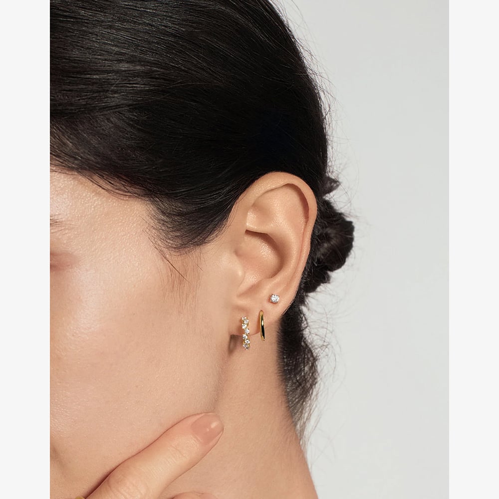 Ania Haie Yellow Gold Tone Plated Zig-Zag Huggie Hoop Earrings E079-09G
