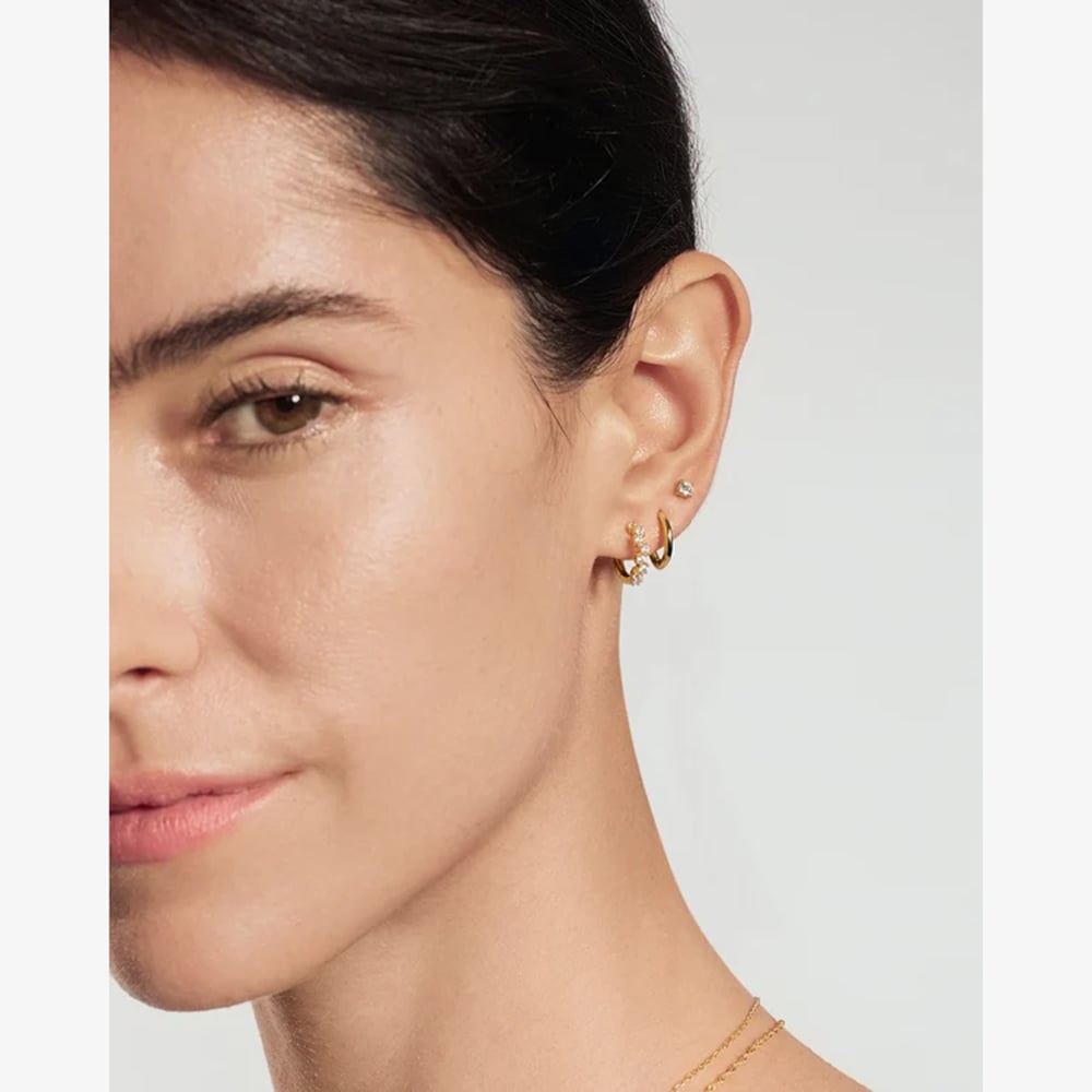 Ania Haie Yellow Gold Tone Plated Zig-Zag Huggie Hoop Earrings E079-09G