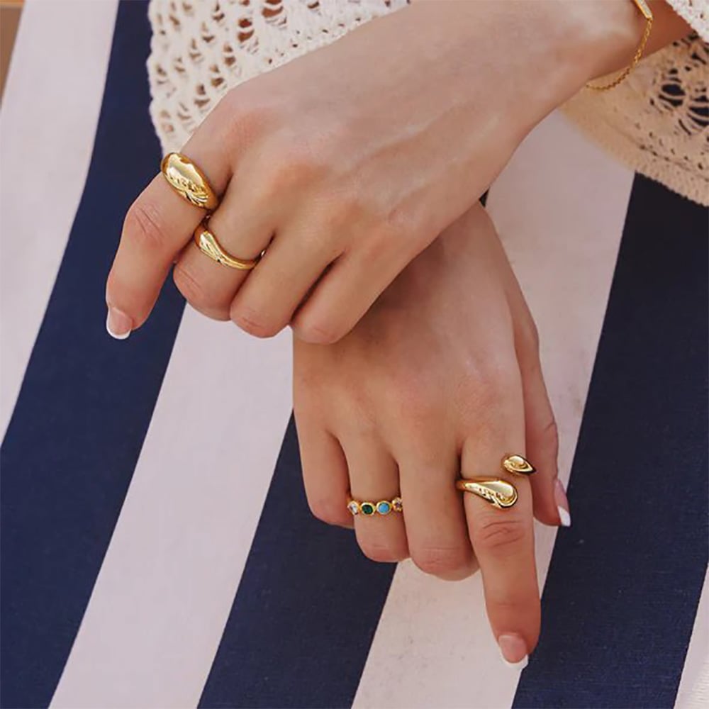 Ania Haie Vogue Maven 14ct Gold Plated Bold Dome Ring R062-01G
