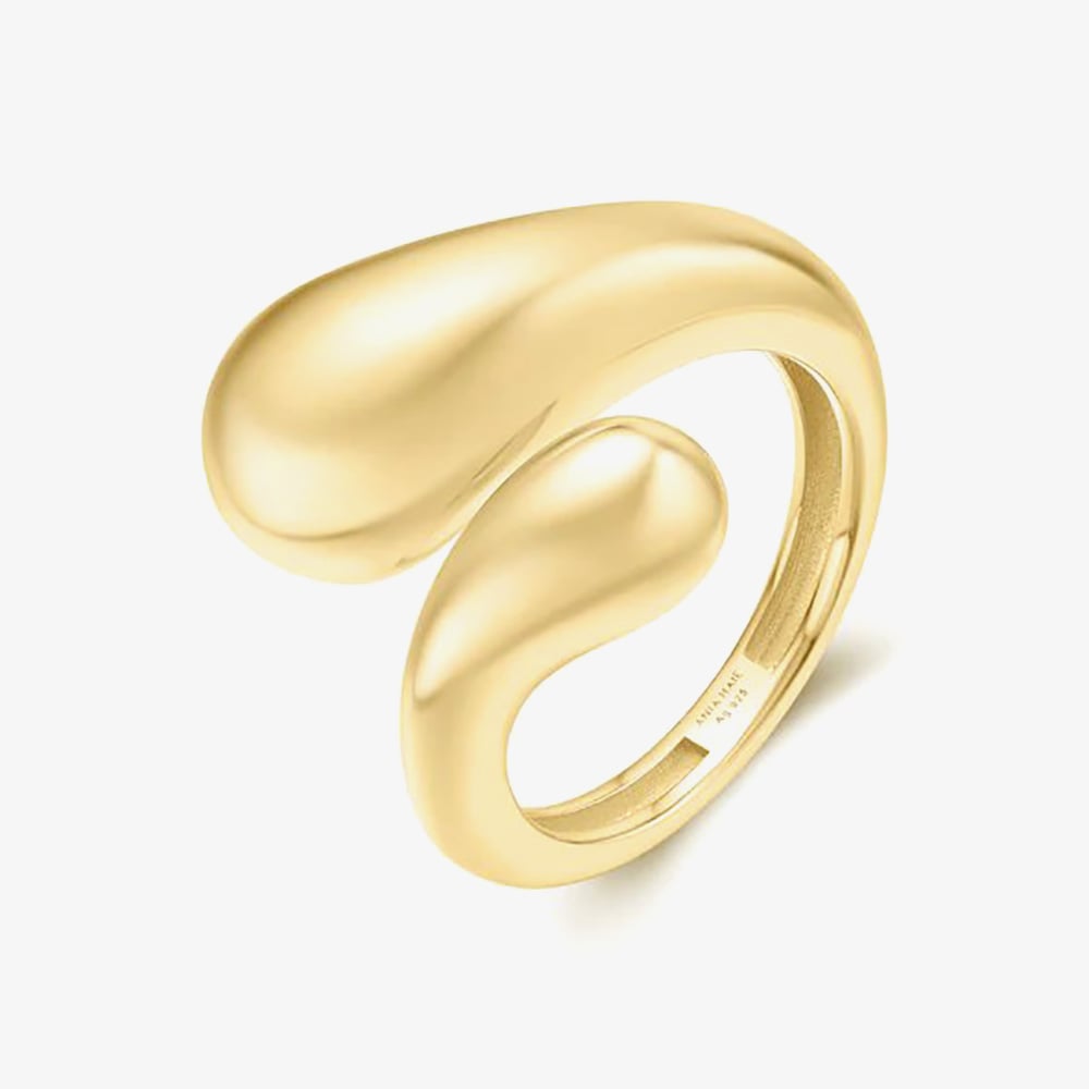 Ania Haie Vogue Maven 14ct Gold Plated Crossover Ring R062-03G