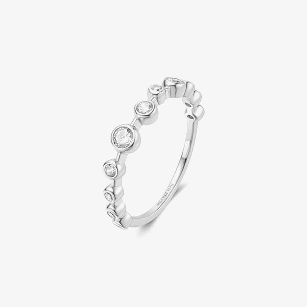 Ania Haie Miss Dainty Sterling Silver Cubic Zirconia Zig-Zag Ring R065-01H