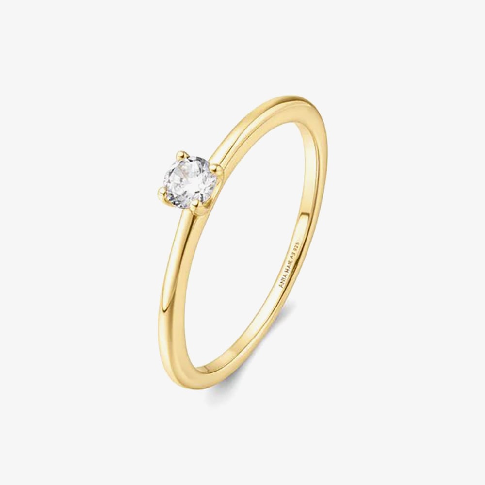 Ania Haie Sunny Sparkler 14ct Gold Plated Cubic Zirconia Stacking Ring R064-01G