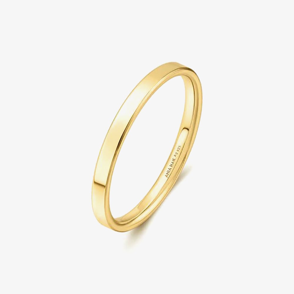 Ania Haie Sunny Sparkler 14ct Gold Plated 2mm Band Ring R064-02G