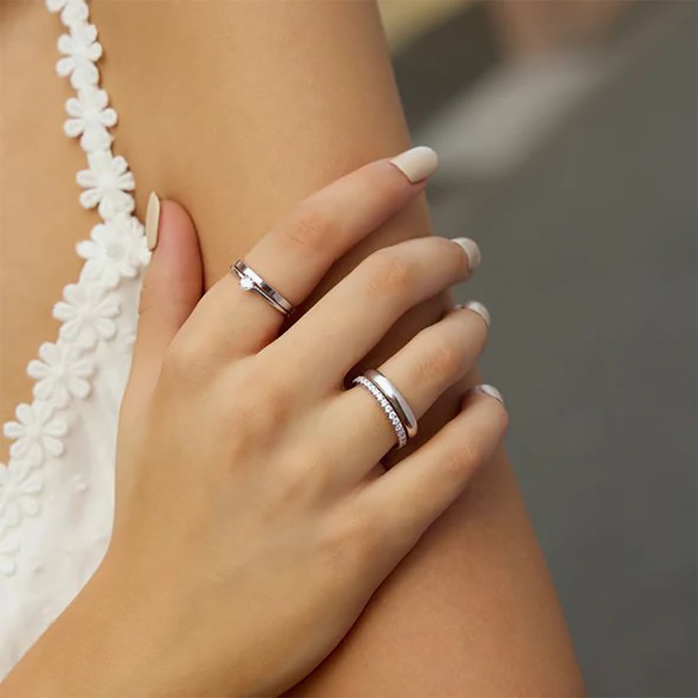 Ania Haie Sunny Sparkler Sterling Silver 2mm Band Ring R064-025