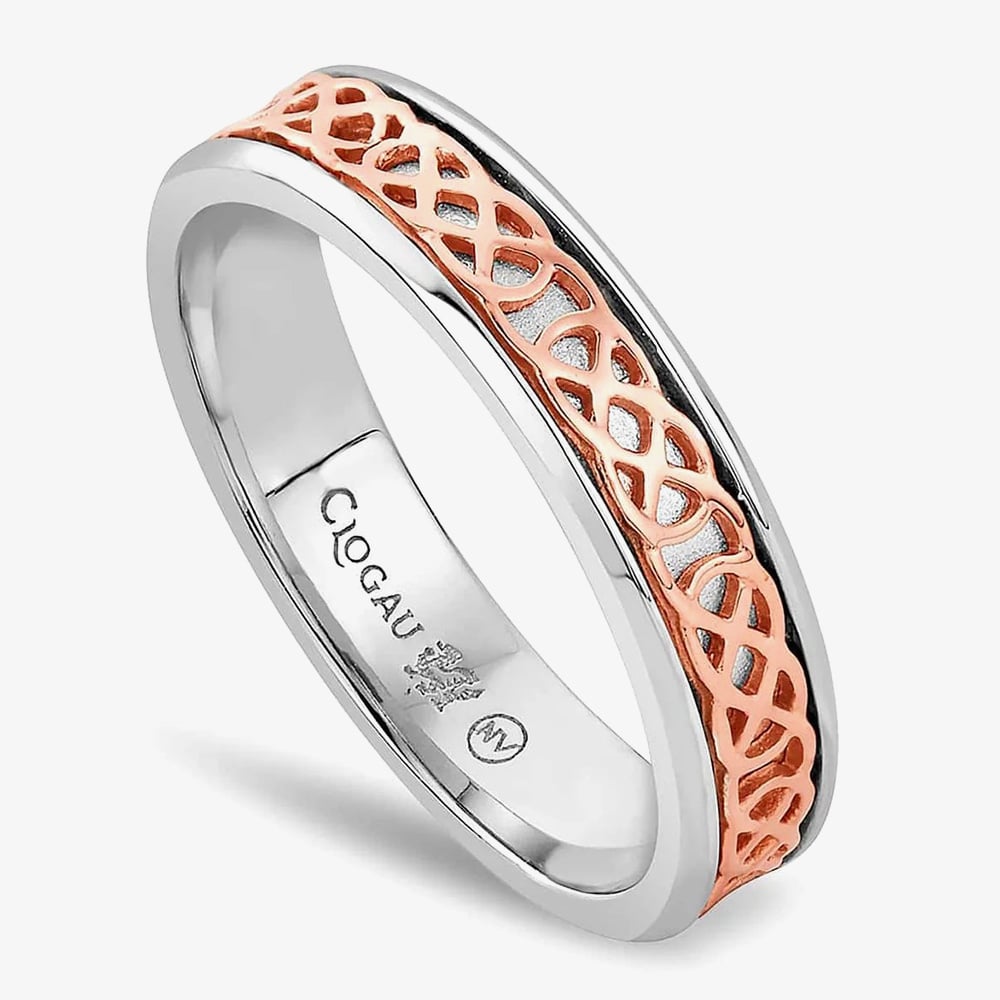 Clogau Annwyl Silver 9ct Rose Gold Slim Channel Band Ring 3SCWR-N