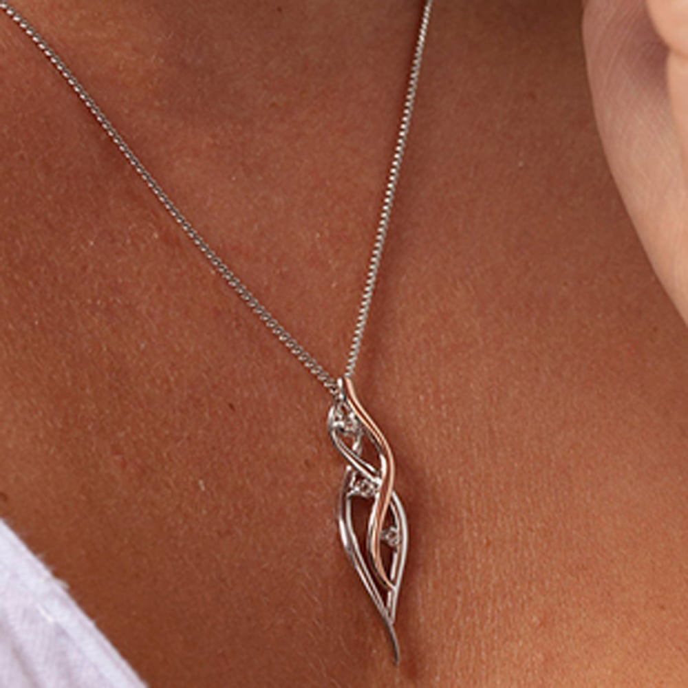 Clogau Nature's Wonder Sterling Silver & Swarovski Zirconia Waterfall Pendant Necklace 3SNWO1176