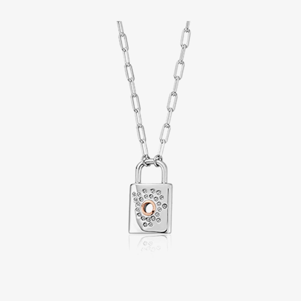 Clogau Cariad Sparkle White Topaz Padlock Necklace 3SCRS0292 
