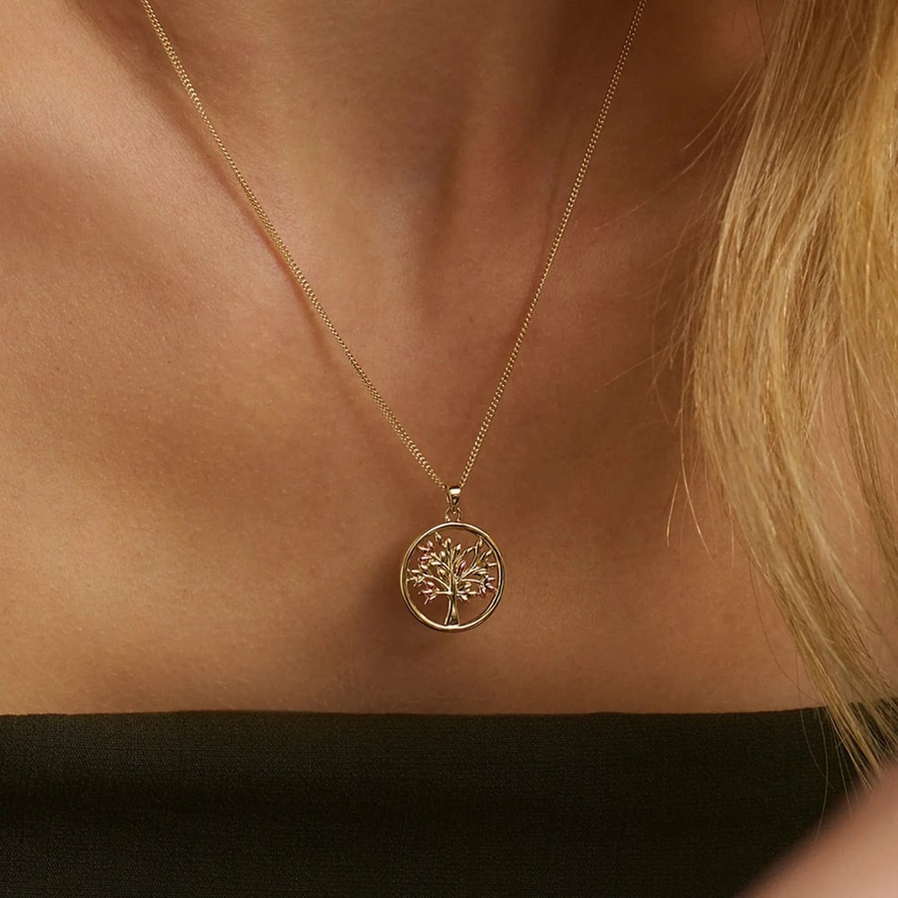 Clogau Tree Of Life 9ct Two Tone Tree Circle Necklace GTOL0015